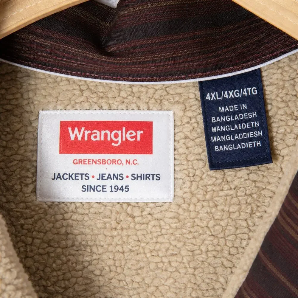 Wrangler Big Men's Heavyweight Shirt Jacket Sherpa Lining 4XL Vintage Americana